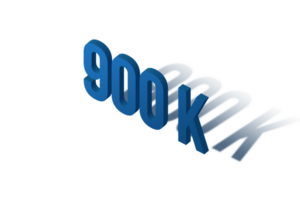 900 k subscribers celebration greeting Number with isomatric design png