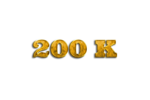 200 k subscribers celebration greeting Number with golden design png