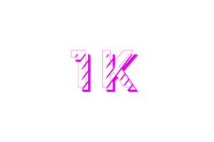 1 k subscribers celebration greeting Number with stripe design png