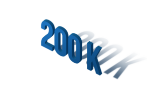 200 k subscribers celebration greeting Number with isomatric design png