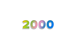 2000 subscribers celebration greeting Number with 3d extrude design png