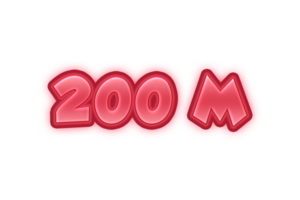 200 million subscribers celebration greeting Number with red embossed design png