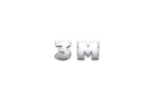 3 million subscribers celebration greeting Number with metal design png