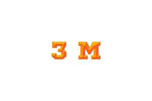 3 million subscribers celebration greeting Number with embossed design png