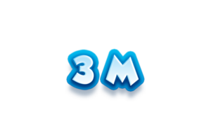 3 million subscribers celebration greeting Number with modren blue design png