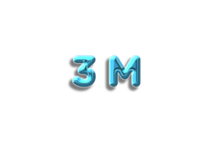 3 million subscribers celebration greeting Number with plastic design png