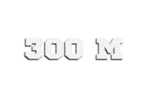 300 million subscribers celebration greeting Number with 3d paper design png