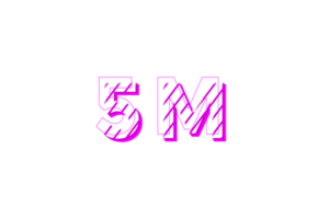 5 million subscribers celebration greeting Number with stripe design png