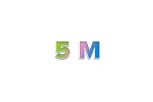 5 million subscribers celebration greeting Number with 3d extrude design png