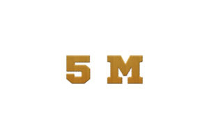 5 million subscribers celebration greeting Number with embroidery design png