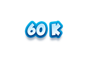 60 k subscribers celebration greeting Number with modren blue design png