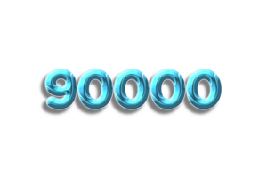 90000 subscribers celebration greeting Number with plastic design png