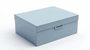 un azul blanco caja Bosquejo aislado en blanco estudio fondo, generativo ai foto