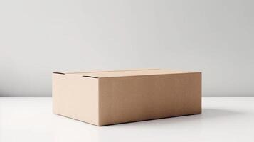 Brown Blank cardboard box mockup on white background, photo