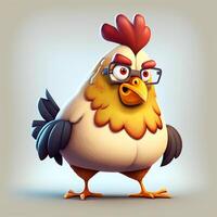 Cute Cartoon rooster with glasses, photo