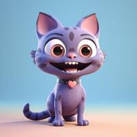 Cute funny cartoon cat with funny expression. cartoon character smile face cat, photo