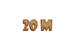 20 million subscribers celebration greeting Number with clay design png