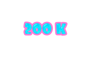 200 k subscribers celebration greeting Number with jelly design png