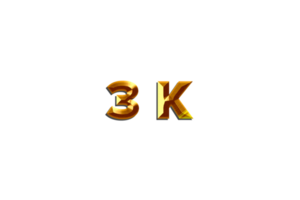 3 k subscribers celebration greeting Number with golden design png