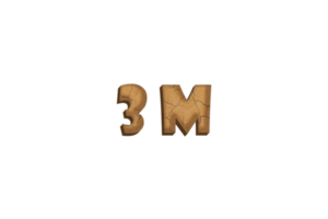 3 million subscribers celebration greeting Number with clay design png