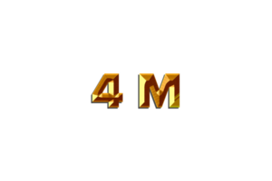 4 million subscribers celebration greeting Number with golden design png