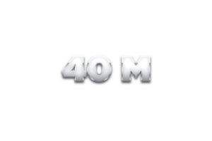 40 million les abonnés fête salutation nombre avec métal conception png