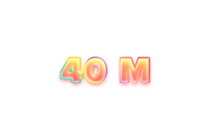 40 million subscribers celebration greeting Number with candy color design png