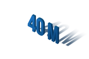 40 million subscribers celebration greeting Number with isomatric design png