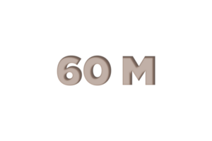 60 million subscribers celebration greeting Number with engrave design png