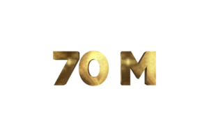70 million subscribers celebration greeting Number with gold design png