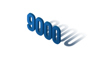 9000 subscribers celebration greeting Number with isomatric design png