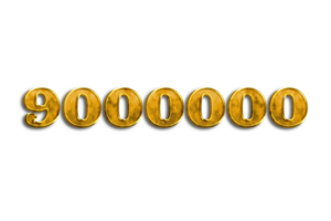 9000000 subscribers celebration greeting Number with golden design png