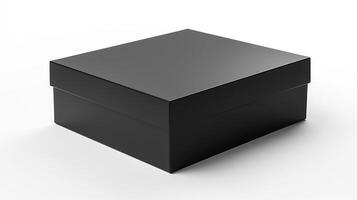 Black box mockup isolated on white background, photo