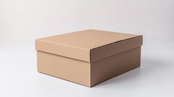 Brown Blank cardboard box mockup on white background, photo