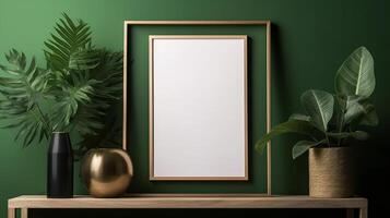 Mock up poster frame in modern interior background, photo