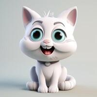 Cute funny cartoon cat with funny expression. cartoon character smile face cat, photo