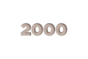 2000 subscribers celebration greeting Number with engrave design png