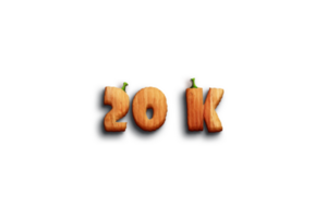 20 k subscribers celebration greeting Number with pumpkin design png