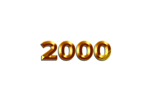 2000 suscriptores celebracion saludo número con dorado diseño png