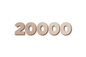 20000 subscribers celebration greeting Number with card board design png