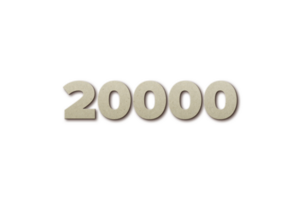 20000 subscribers celebration greeting Number with card board 2 design png