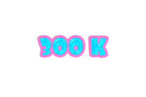 300 k subscribers celebration greeting Number with jelly design png