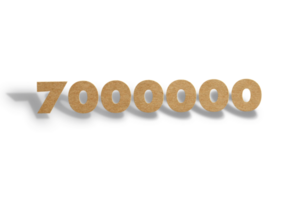 7000000 subscribers celebration greeting Number with hard card cutted design png