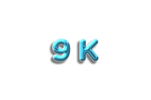 9 k subscribers celebration greeting Number with plastic design png