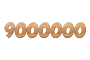 9000000 subscribers celebration greeting Number with oak wood design png