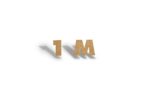 1 million subscribers celebration greeting Number with hard card cutted design png