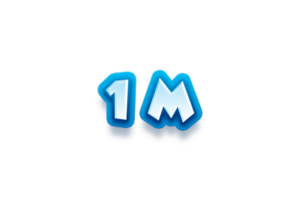 1 million subscribers celebration greeting Number with modren blue design png