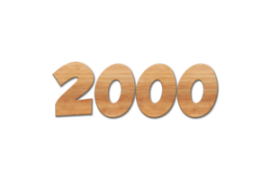 2000 subscribers celebration greeting Number with oak wood design png