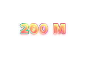 200 million subscribers celebration greeting Number with candy color design png