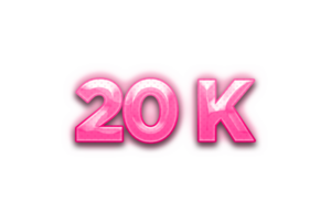 20 k subscribers celebration greeting Number with pink design png